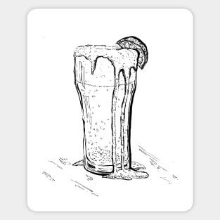 Beer , kitchen bar craft line art, modern black and white beverage Sticker